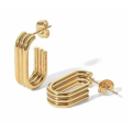 Tri Geometric Gold Colour Stainless Steel Earrings in jewellery gift box