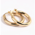 Gold Colour Stainless Steel Round Hoop Earrings in Jewellery Gift Box