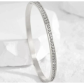Gorgeous Cubic Zirconia Stainless Steel Clip Bangle in High Quality Velvet Gift Box
