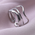 Wave Design Silver Colours Stainless Steel Ring in High Quality Velvet Jewellery Box
