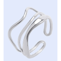 Wave Design Silver Colours Stainless Steel Ring in High Quality Velvet Jewellery Box