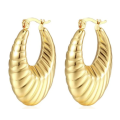 Gold Colour Stainless Steel Croissant Style Earrings in Jewellery Gift Box