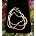 Set of 3 Herringbone / Flat Snake Bracelets in Gold, Silver and Rose Gold in Velvet Jewellery Box