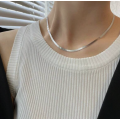 18k Plated Silver Stainless Steel Herringbone Necklace