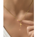 Gold Colour Stainless Steel Cross Charm Necklace