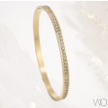 Gorgeous Cubic Zirconia Gold Stainless Steel Clip Bangle in High Quality Velvet Gift Box