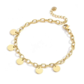 Gold Colour Stainless Steel Disc Charms Bracelet