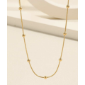 18K Gold Plated Bohemian Round Beaded Snake Bone Stainless Steel Necklace