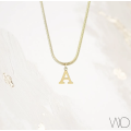 Gold Stainless Steel Initial Herringbone Initial Necklaces