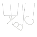 Silver Plated Large Sideways Stainless Steel Initial Letter Necklaces