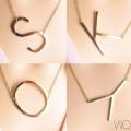 Gold Colour Large Sideways Stainless Steel Initial Letter Necklaces
