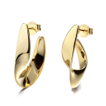 Gold Colour Stainless Steel Swirl Design Earrings in Jewellery Box