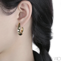 Gold Colour Stainless Steel Swirl Design Earrings in Jewellery Box