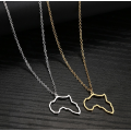 Dainty Silver Colour Stainless Steel Hollow Map of Africa Necklace