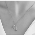 Dainty Silver Colour Stainless Steel Hollow Map of Africa Necklace