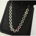 Mini Dainty Hollow Circles Linked Silver Colour Stainless Steel Necklace