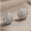 Sparkling Rose Shape Silver Colour Stainless Steel Rhinestone Earrings
