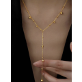 Gold Colour Beaded Y Lariat Stainless Steel Necklace in high quality Velvet Jewellery Gift Box