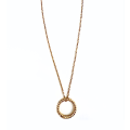 Zinc Alloy Twisted Circle Pendant on Gold Colour Stainless Steel Necklace