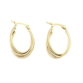 Gold Colour Stainless Steel Tri Oval Earrings in Jewellery Gift Box