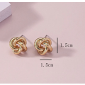 Gold Colour Twisted Knot Stud Earrings in Jewellery Gift Box