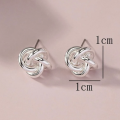 Silver Colour Twisted Knot Stud Earrings in Jewellery Gift Box