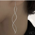 Silver Wave Design Thread Through Earrings