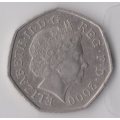 Great Britain 2000 fifty pence library celebration coin.