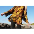 Vintage rose print sheer blouse / burnt yellow blouse / evening blouse / long sleeve of the shoulder
