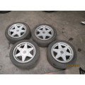 15 INCH FIAT RIMS AND TYRES VALUED AT R5000