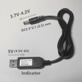 USB-DC Power Supply Transformer Cable, Lithium Battery Charger Cable (5V to 3.7V/4.2V, DC5.5*2.1mm)