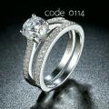 925 STERLING SILVER 2 PIECE WEDDING SET CZ RINGS, FREE RING BOX *SIZE 6,7,8,