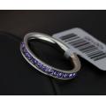 Stainless Steel Purple Rhinestone Wedding Ring , size 7