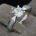 Sterling Silver Solitaire, CZ crystal, ENGAGEMENT RING, SIZE 6, 7