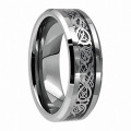 Tungsten Dragon Celtic Ring, Silver, 8MM ,SIZE 8 to 12