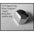 Signet Ring, Silver Tungsten Power Ring, Superb Quality High Polish, SIZE 8 to 11
