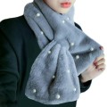 Elegant Ultra Soft and Warm Faux Fur with Embellished Pearl Accent Winter Scarf