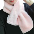 Elegant Ultra Soft and Warm Faux Fur with Embellished Pearl Accent Winter Scarf