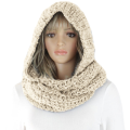 Womens Hooded Wool Knit Leisure Wear Winter Scarf