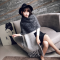 Winter and Autumn Warm Long Jacquard Cashmere Scarf or Shawl with Exaggerated Tassel