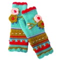 Women`s Knitted and Hand Crocheted Warm Fingerless Gloves with Styled Accents and Patterns