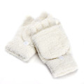 Practical and Warm Coral Fleece Half-finger Gloves, with Mitten Cap for Full Cover When Needed