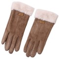 Luxury Winter Suede and Short Pile Fur Gloves in Four Elegant Colours