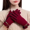 Women`s Autumn And Winter Cashmere Gloves with inner Fleece