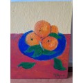 Mary Papas,duck and oranges,oil painting