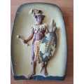 Zulu Warrior hand painted plaque by WH Bossons of England