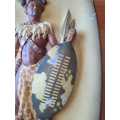 Zulu Warrior hand painted plaque by WH Bossons of England