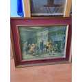 Lovely antique Print THE CONFERENCE by Margaret Dovaston, Framed