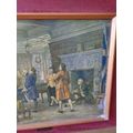 Lovely antique Print THE CONFERENCE by Margaret Dovaston, Framed