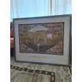 Cricket English/Australian Lithograph 1886 Framed, with players pictures